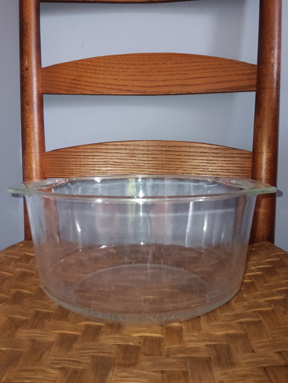 PYREX Clear Glass 344 3 Qt. Round Baking Dish Oven Ware With Handles Made In USA